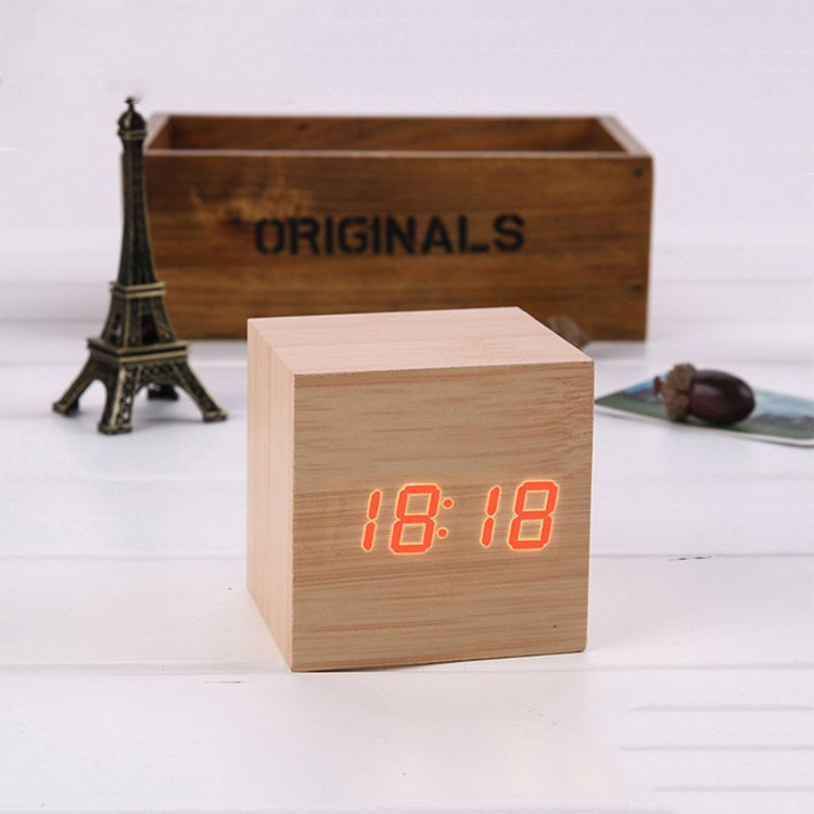 Multicolor Sounds Control Wooden Clock Modern Digital LED Desk Alarm Clock Thermometer Timer My Store