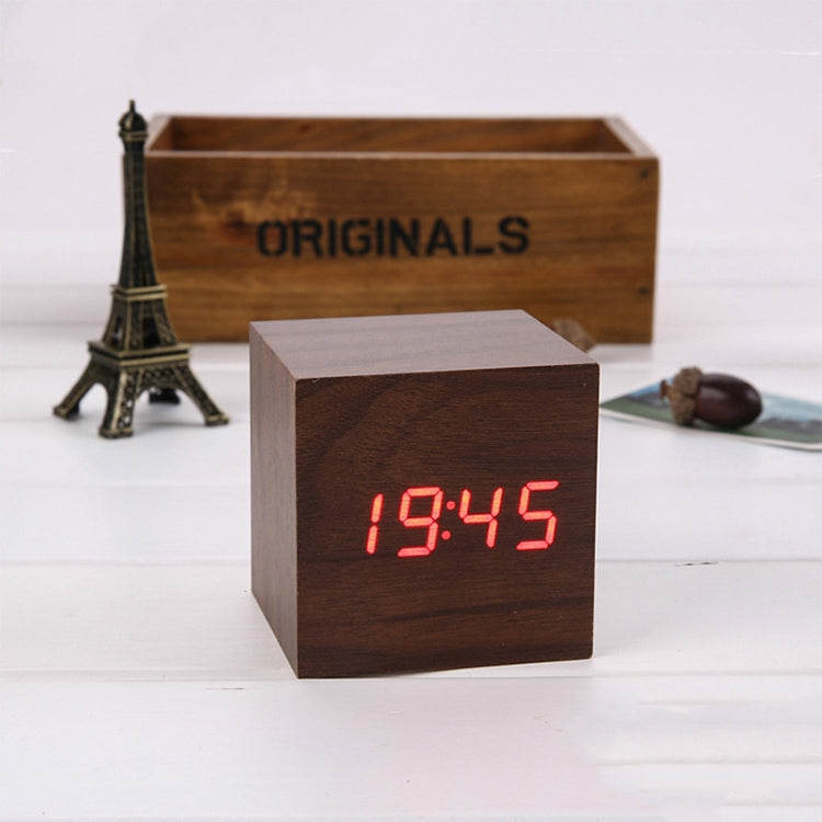 Multicolor Sounds Control Wooden Clock Modern Digital LED Desk Alarm Clock Thermometer Timer My Store