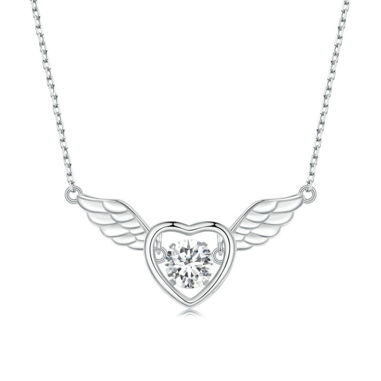 Sterling Silver S925 Vibrant Wings White Gold Plated Zircon Necklace