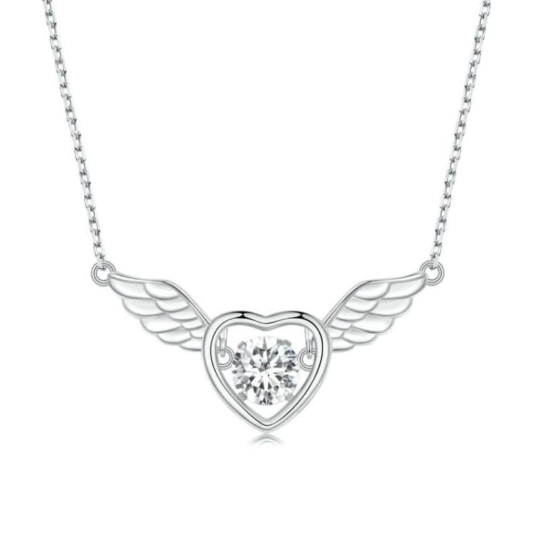 Sterling Silver S925 Vibrant Wings White Gold Plated Zircon Necklace Reluova