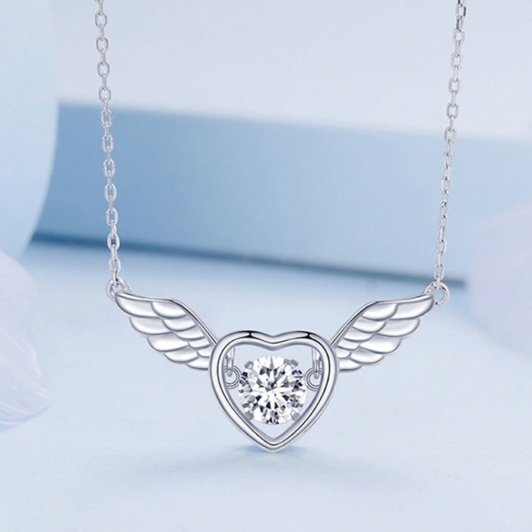 Sterling Silver S925 Vibrant Wings White Gold Plated Zircon Necklace Reluova