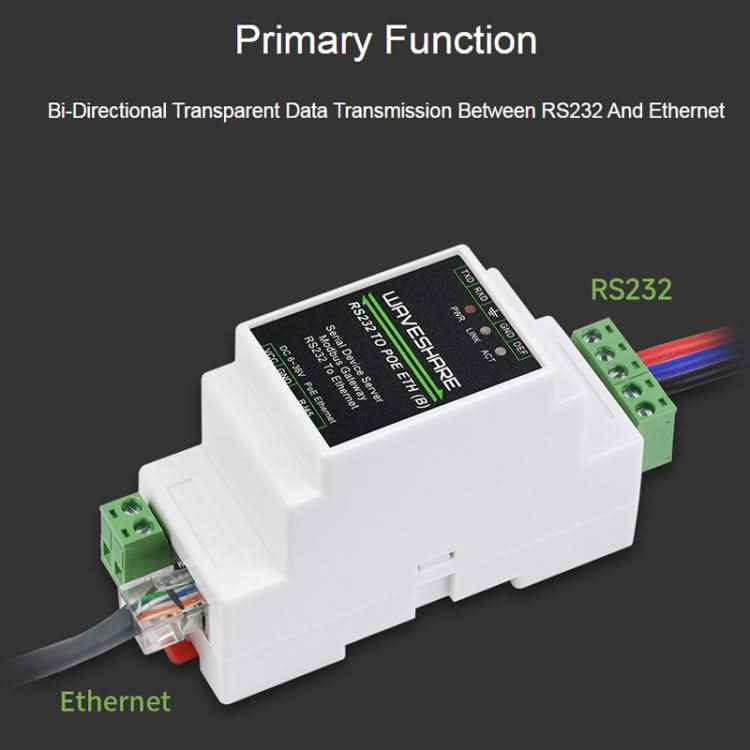 Waveshare 23950 Industrial Serial Server RS232 to RJ45 Ethernet TCP/IP to Serial My Store