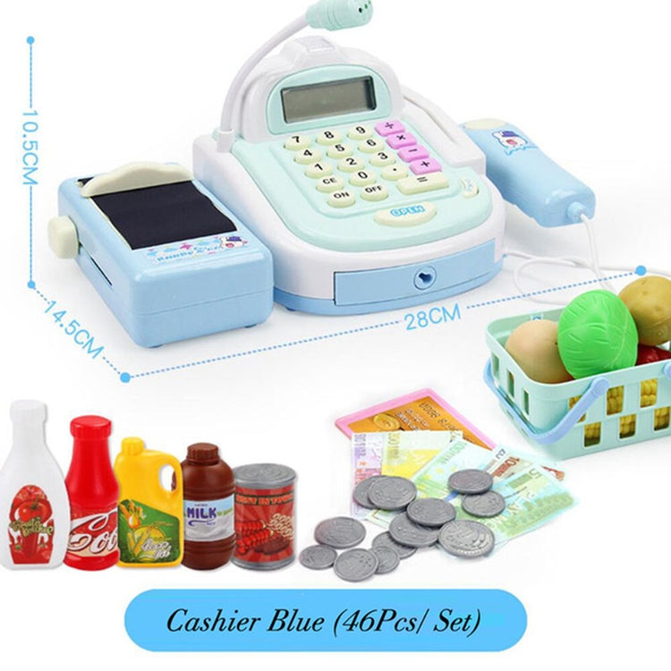 Mini Analog Supermarket Checkout Cash Register Set Child Role Playing Toy