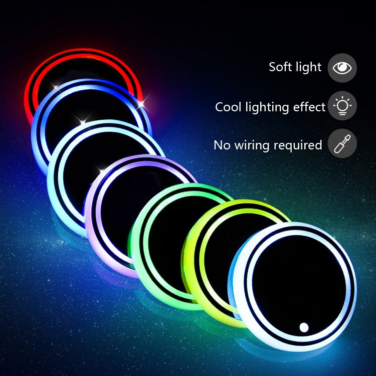 2 PCS Car LED Luminous Water Coaster Car Atmosphere Light USB Charging Non-Slip Coaster