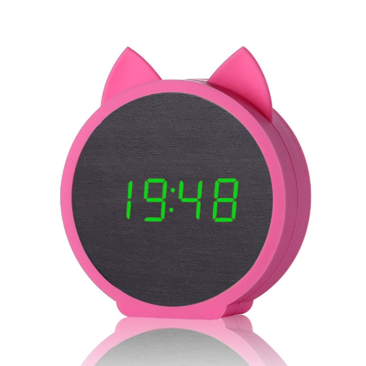 Creative Cat Shape Children Environmental Protection Silicone Wooden Silent LED Electronic Alarm Clock My Store