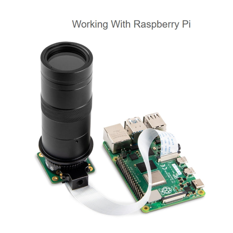 Waveshare 100X Industrial Microscope Lens, C/CS-Mount, for Raspberry Pi HQ Camera