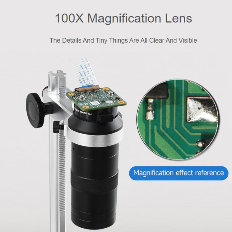 Waveshare 100X Industrial Microscope Lens, C/CS-Mount, for Raspberry Pi HQ Camera