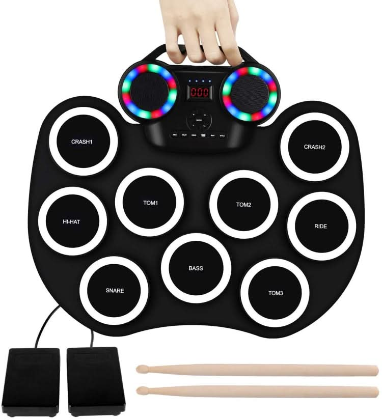 Portable Hand Roll Electronic Drum Flashing Light Bluetooth Drum Reluova