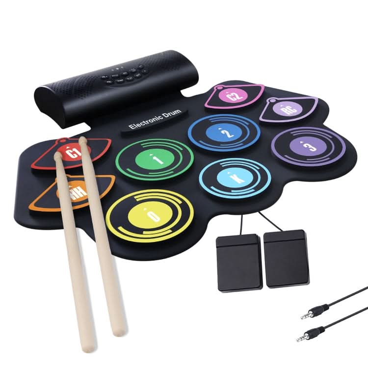 Hand-Rolled Drum Set Color Electronic Drum Lithium Battery Rechargeable Silicone Drum Set Reluova