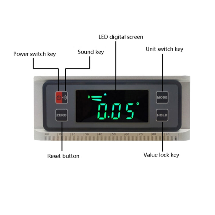 DL1906 Mini Digital Inclinometer Multifunctional Aluminum Alloy Magnetic Digital Display Spirit Level My Store