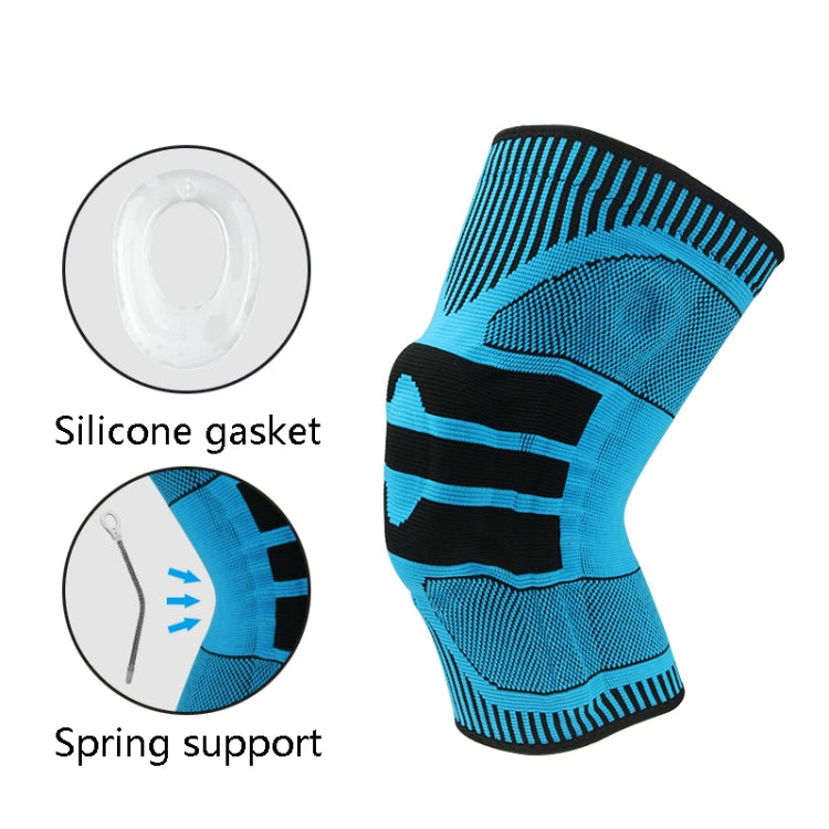 Enhanced Version Silicone Spring Support Knee Pads Knitted High Elastic Breathable Anti-Slip Protective Gear, Size: