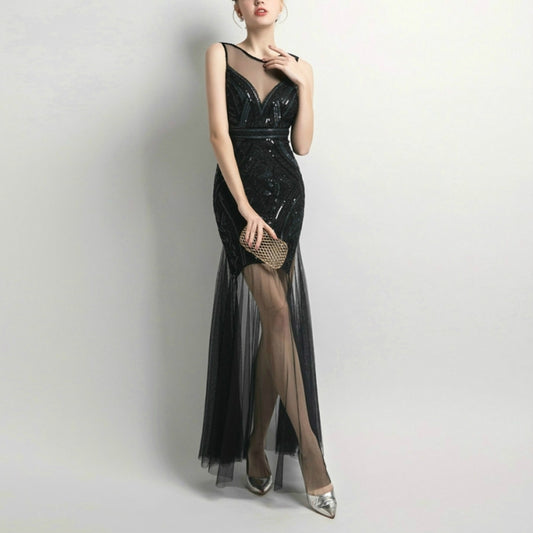 Sequins Beading Evening Dresses Mermaid Long Formal Prom Party Dress