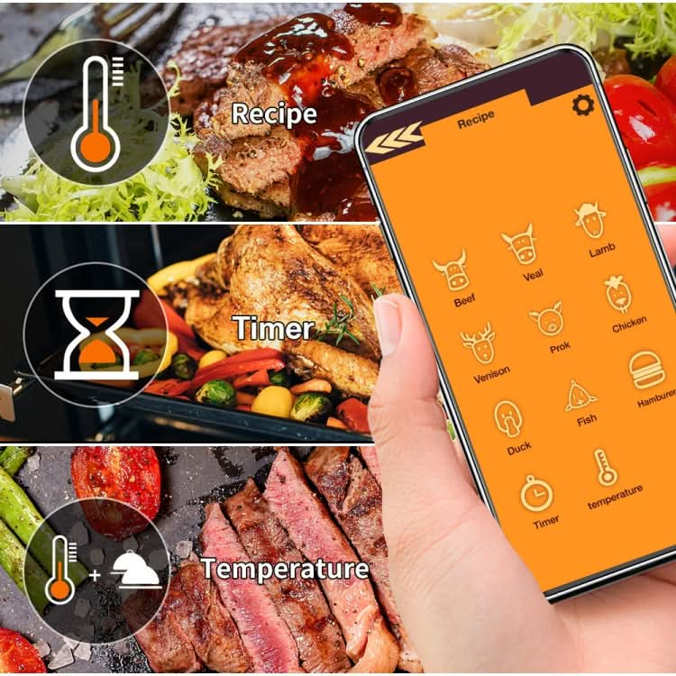 TY530 BBQ Probe Wireless Bluetooth Thermometer Mobile Phone APP Kitchen Food Barbecue Oven Thermometer Reluova