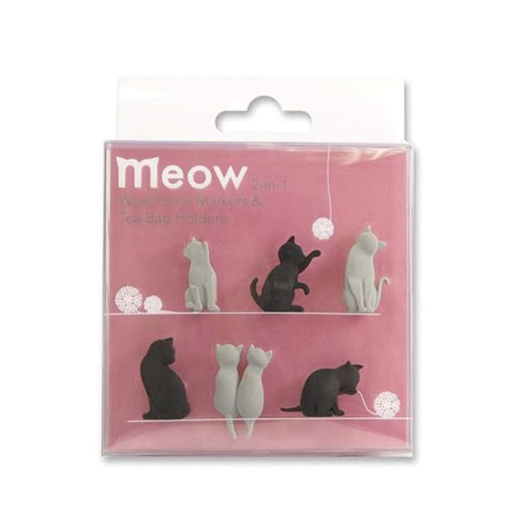 6pcs / Set Cat Drinks Wine Glass Marker Recognizer Tea Bag Hanging-Reluova