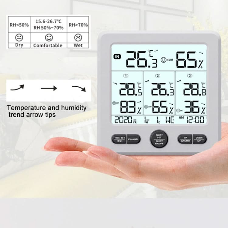 Three Dragged Multi-Function Wireless Thermometer And Hygrometer Indoor And Outdoor High-Precision Thermometer With Color Alarm Reluova