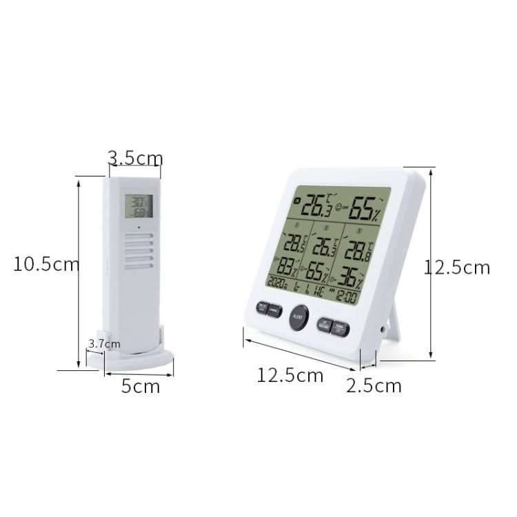 Three Dragged Multi-Function Wireless Thermometer And Hygrometer Indoor And Outdoor High-Precision Thermometer With Color Alarm Reluova