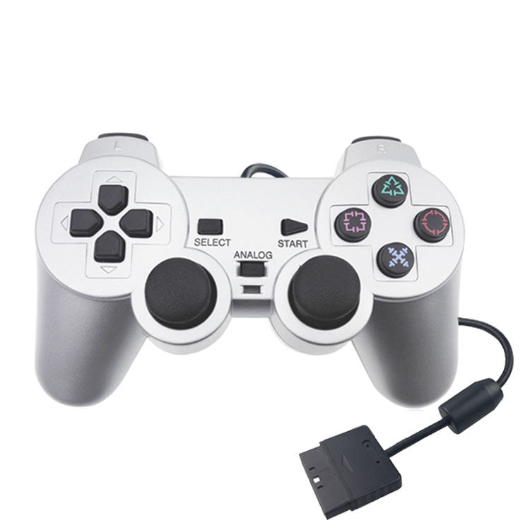 Wired Gamepad Dual Motor Vibration Silver Fuel Injection Gamepad Suitable For PS2 Reluova