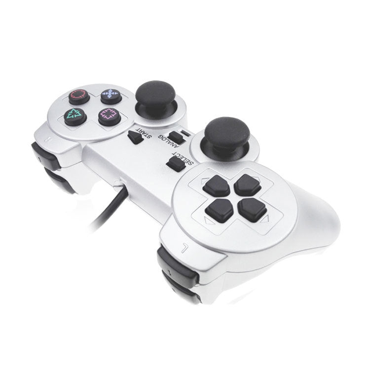 Wired Gamepad Dual Motor Vibration Silver Fuel Injection Gamepad Suitable For PS2 Reluova