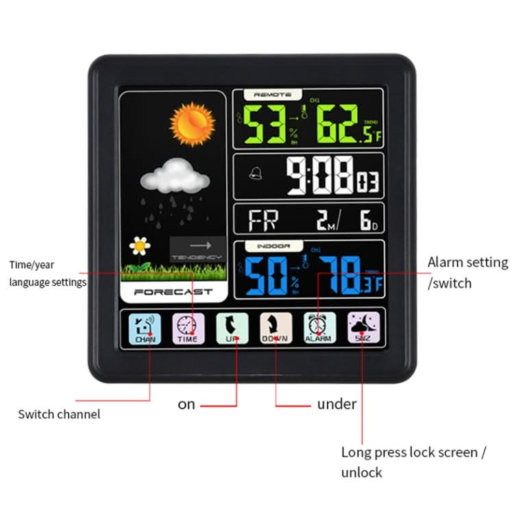 TS-3310 Wireless Weather Clock Multifunctional Color Screen Clock Creative Home Touch Screen Thermometer Reluova