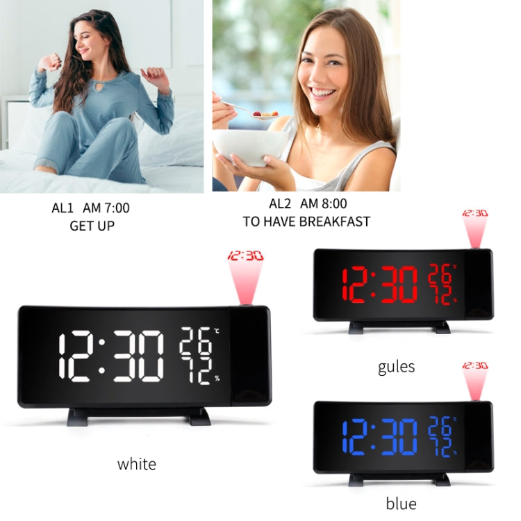 Three-color Projection Radio Alarm Clock USB Digital Alarm Clock Thermometer & Hygrometer My Store