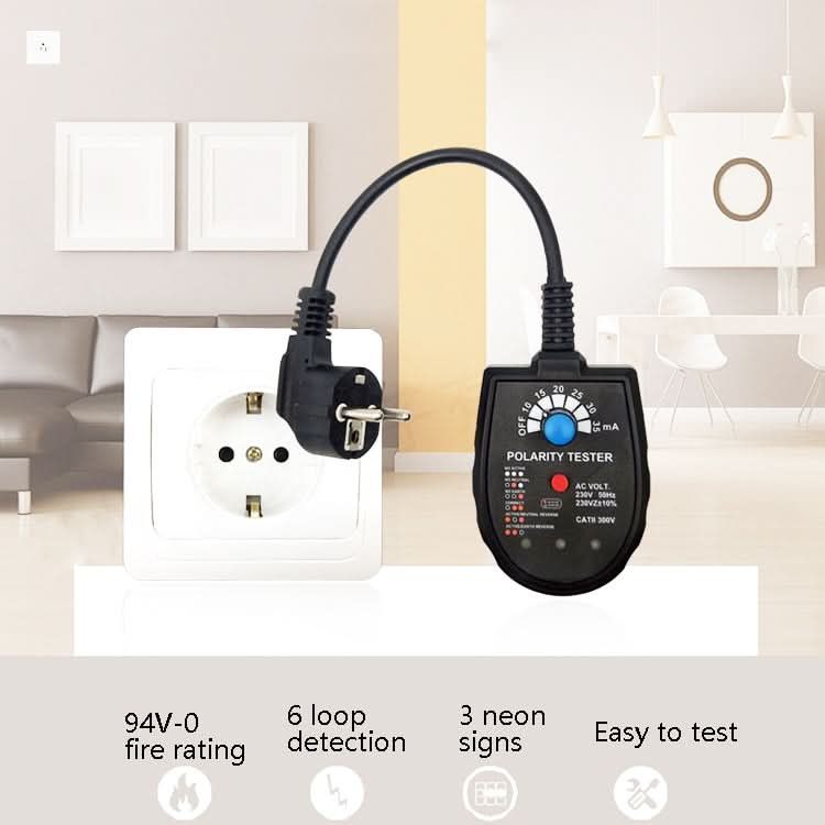 S2001 Socket Phase Detector Multi-Function Three-Phase Loop Socket Circuit Leakage Detector, EU Plug My Store