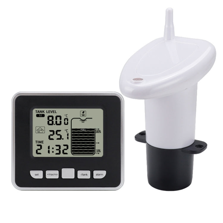 TS-FT002 Multifunctional Ultrasonic Electronic Water Tank Level Gauge With Indoor Temperature Thermometer Clock Display Water Level Gauge Reluova