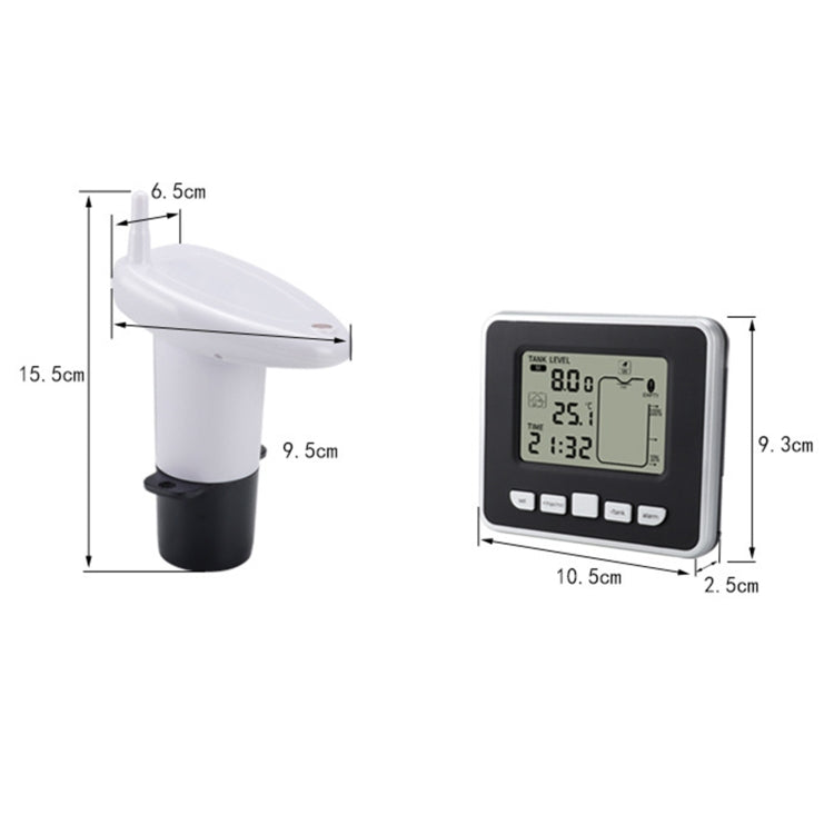 TS-FT002 Multifunctional Ultrasonic Electronic Water Tank Level Gauge With Indoor Temperature Thermometer Clock Display Water Level Gauge Reluova