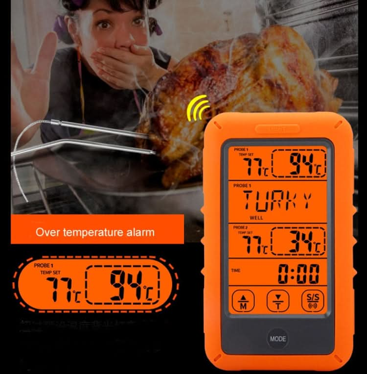 Wireless Food Thermometer Household Touch Screen BBQ Dual-Channel Kitchen  Thermometer Reluova