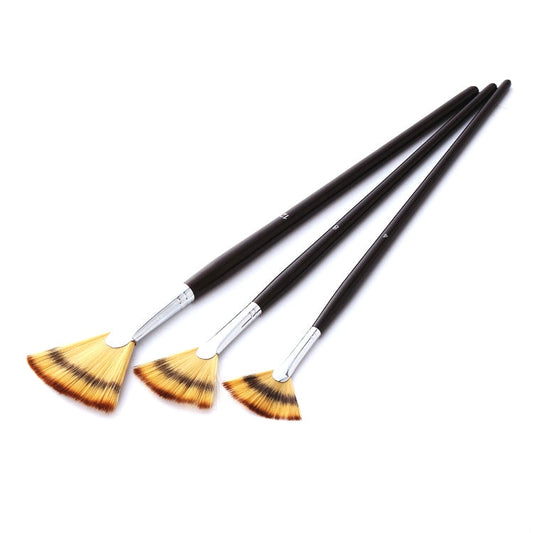 3 PCS / Set Long Rod Fishtail Fan-Shaped Gouache Brush Nylon Wool Watercolor Art Brush