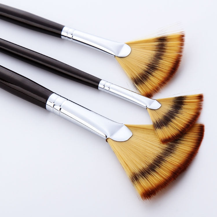 3 PCS / Set Long Rod Fishtail Fan-Shaped Gouache Brush Nylon Wool Watercolor Art Brush My Store