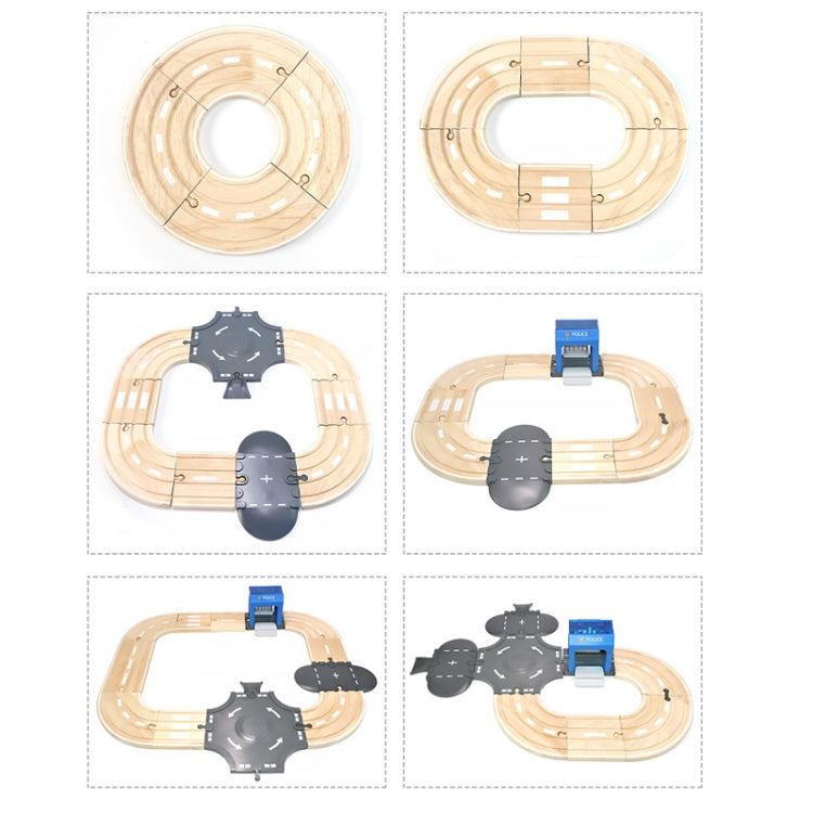 Multifunctional Wooden Police Station Road Track Set Baby Assembling Building Blocks Educational Early Education Toys Reluova