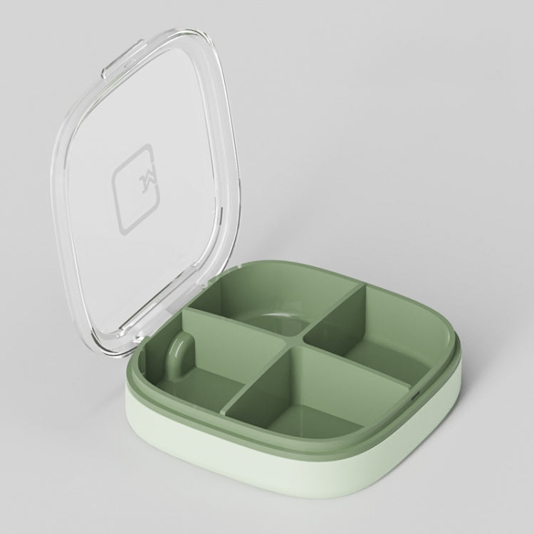 Portable Small Pill Box Sealed Portable Travel Pill Box Green 4 Grid Reluova