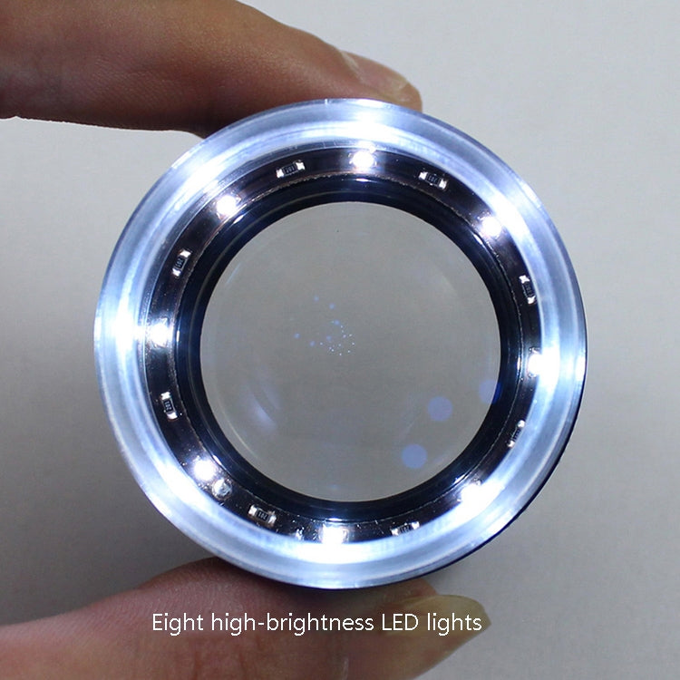 8 LED Lights 3 Groups Of Optical Glass HD With Scale 10 Times Magnifying Glass