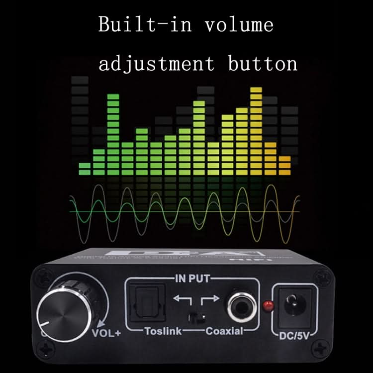 NK-C6 Optical Fiber To Analog Audio Converter Adjustable Volume Digital To Analog Decoder