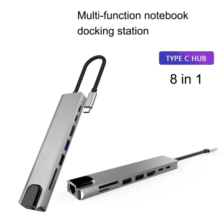 WC7367 8 в 1 87 Вт Type-C к PD+USB3.0/USB2.0+SD+TF+HDMI+RJ45+концентратор док-станции Type-C