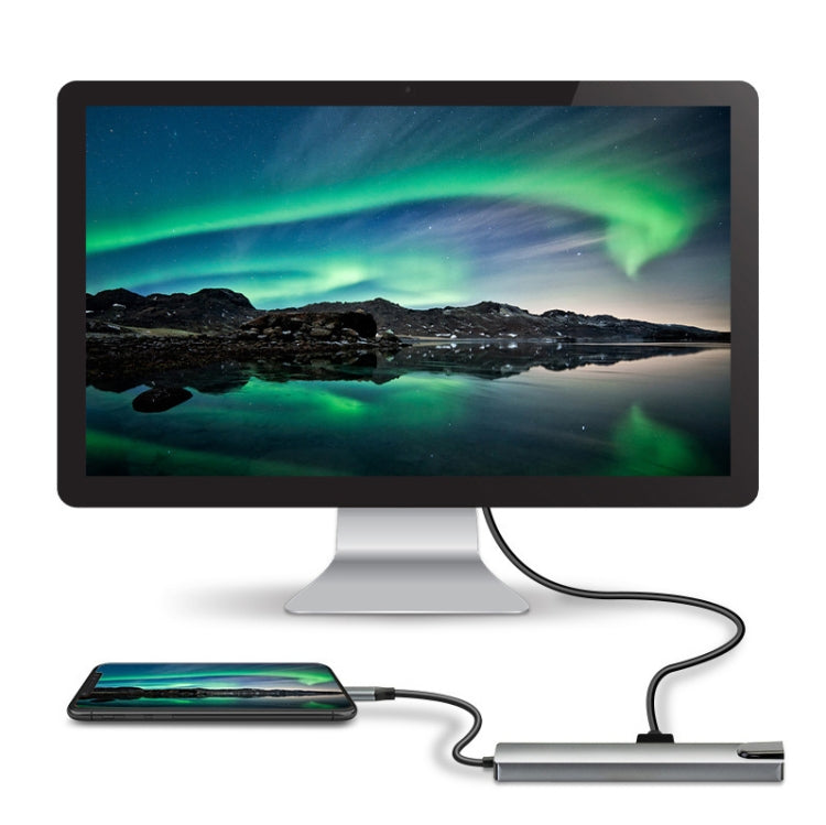 WC7367 8 в 1 87 Вт Type-C к PD+USB3.0/USB2.0+SD+TF+HDMI+RJ45+концентратор док-станции Type-C