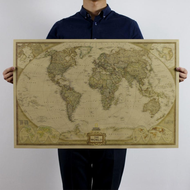 Antique Poster Wall Chart Retro Matte Kraft Paper World Map, Size:21X30cm