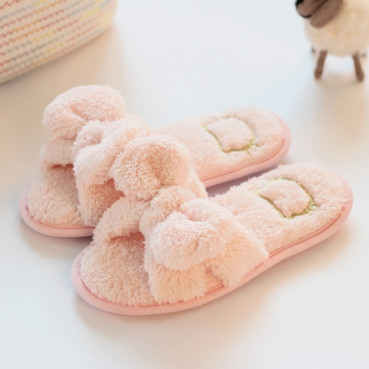 Furry Home Slippers Short Plush Indoor Home Slippers Owknot Slippers Women