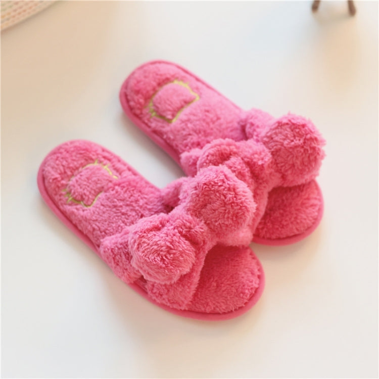 Furry Home Slippers Short Plush Indoor Home Slippers Owknot Slippers Women