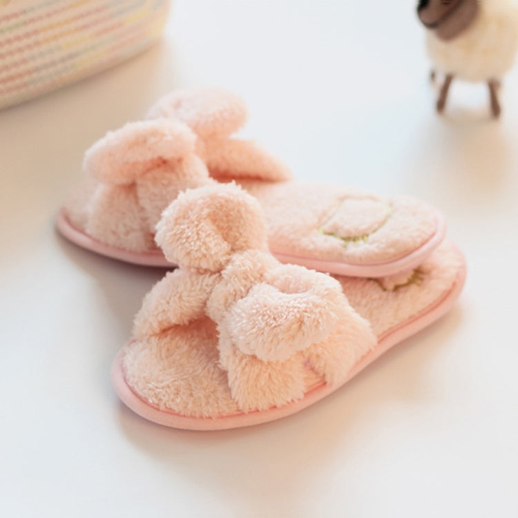 Furry Home Slippers Short Plush Indoor Home Slippers Owknot Slippers Women