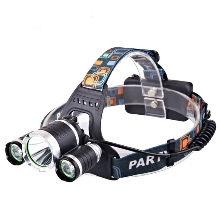 Strong Light Long-Range Rechargeable Three-Head Lamp Outdoor Fishing Lamp Led Head-Mounted Flashlight