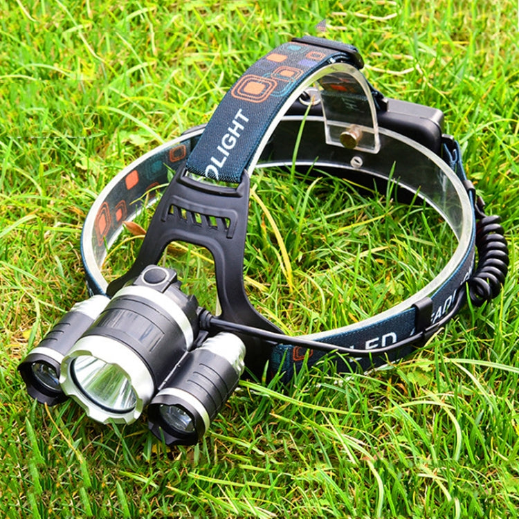 Strong Light Long-Range Rechargeable Three-Head Lamp Outdoor Fishing Lamp Led Head-Mounted Flashlight My Store