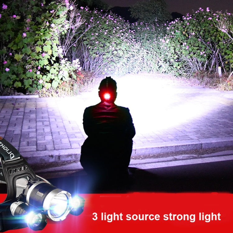 Strong Light Long-Range Rechargeable Three-Head Lamp Outdoor Fishing Lamp Led Head-Mounted Flashlight My Store