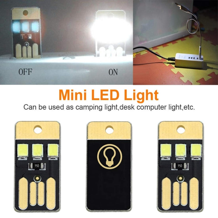 10 PCS Mini Pocket Card USB Power Keychain LED Night Light