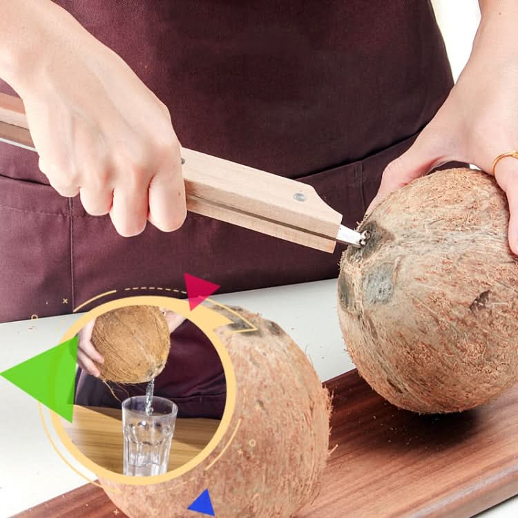 Multifunctional Stainless Steel Coconut Shell Opener With Wooden Handle Coconut Meat Knife Kitchen Gadgets - Reluova