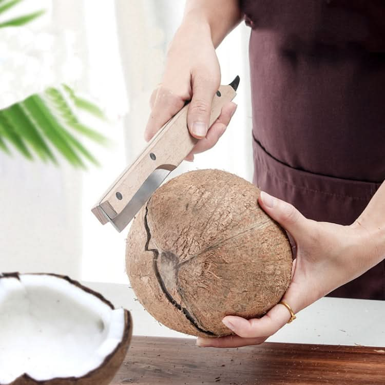 Multifunctional Stainless Steel Coconut Shell Opener With Wooden Handle Coconut Meat Knife Kitchen Gadgets - Reluova