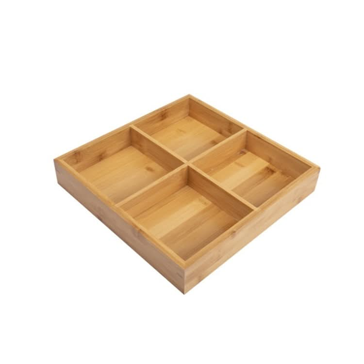 Hot Pot Bamboo Plate Compartmental Platter Vegetable Wood Tray Set - Reluova