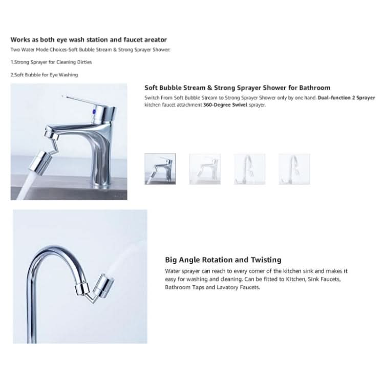 720-Degree Universal Rotating Faucet Anti-Splash Spout Filter Dual-Function Faucet-Reluova