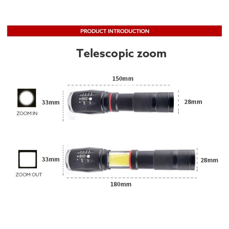 Telescopic Zoom Strong Light Flashlight Strong Magnetic Rechargeable LED Flashlight