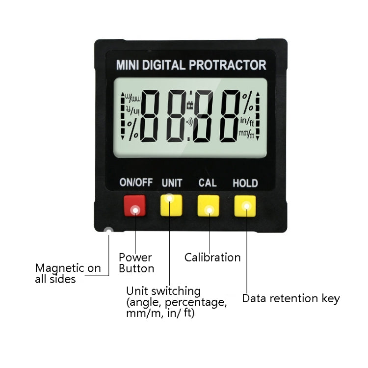 Electronic Digital Display Inclinometer Slope Level Protractor Four-Sided Magnetic Angle Ruler My Store